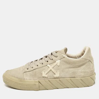 Pre-owned Off-white Green Canvas And Suede Vulcanised Low Top Sneakers Size 38
