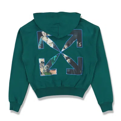 Pre-owned Off-white Green Caravaggio Arrows Oversized Hoodie In White