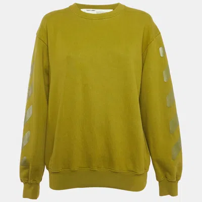 Off-white Green Cotton Crewneck Arrow Print Sweatshirt