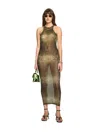 Off-white Green Crocodile Mesh Racer Dress In Green