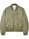 Off-white Logo-embroidered Bomber Jacket In Green