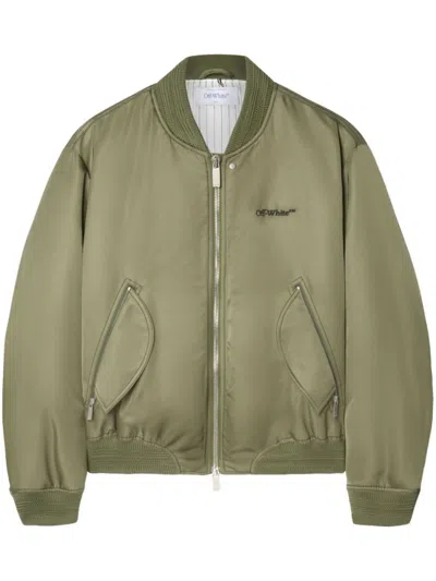 OFF-WHITE GREEN EMBROIDERED LOGO JACKET
