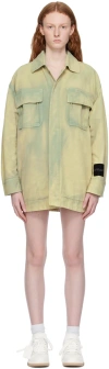 Off-white Green Garment-dyed Minidress In Beige