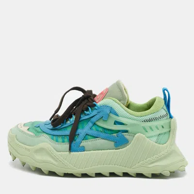 Off-white Green Leather And Mesh Odsy 1000 Lace Up Sneakers
