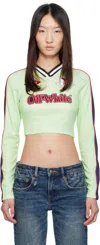Off-white Green Long-sleeved Soccer T-shirt
