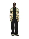 Off-white Green Premium Quality Striped Knit Cardigan In Neutral