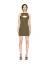 Off-white Green Stamp Ribbed Cut-out Minidress In Green