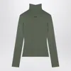 OFF-WHITE GREEN VISCOSE TURTLENECK SWEATER WITH LOGO