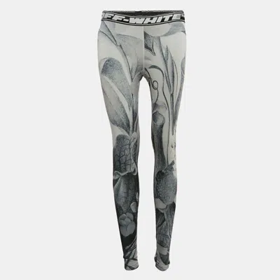 Pre-owned Off-white Grey Athleisure Botanical Print Jersey Leggings S