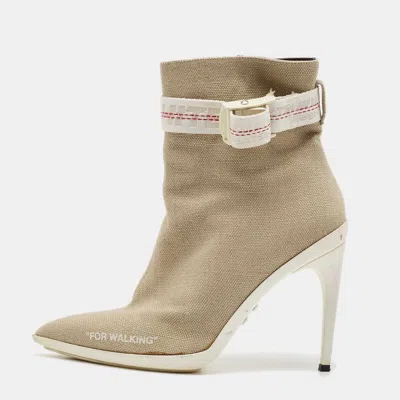 Off-white Grey Canvas Co Virgil Abloh Ankle Boots In Neutral