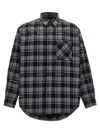 Off-white Dark Grey Cotton Check Flann Padded Overshirt In Grey