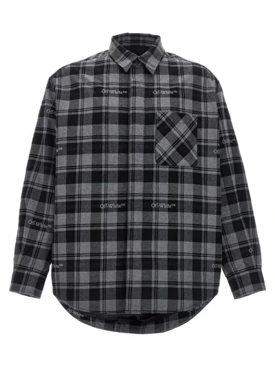 OFF-WHITE GREY CHECK FLANNEL PADDED JACKET