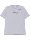 Off-white Butterfly Embroidered Crew Neck T-shirt In Grey