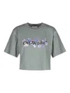 Off-white Logo-print Cropped T-shirt In Gris