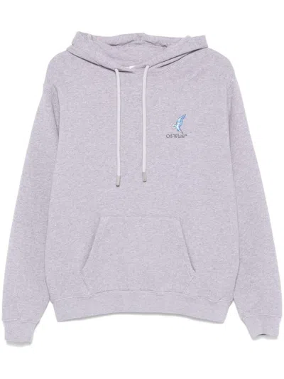 Off-white Grey Cotton Hoodie With Back Print In Gray