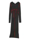 Off-white Fitted Midi Dress With Contrast Stitching In Gray