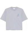 Off-white Gray Cotton T-shirt With Print On The Back