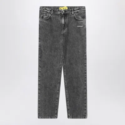Off-white Kids' Grey Denim Diagonal Jeans In Grey