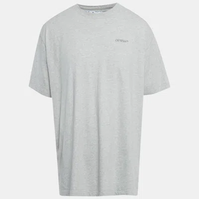 Off-white Grey Jumbo Arrow Printed Cotton Knit Oversized T-shirt In Gray