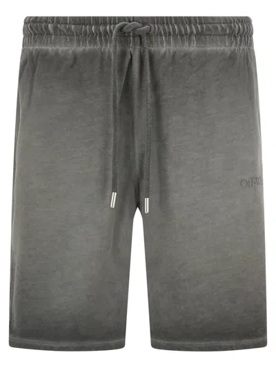 OFF-WHITE GREY LAUNDRY DIAGONAL SKATE BERMUDA SHORTS
