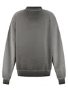 Off-white Crew Neck Sweatshirt With Long Sleeves And Ribbed Cuffs In Gray