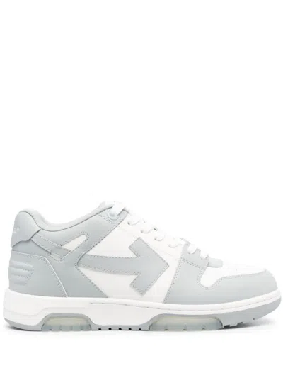 OFF-WHITE GREY LEATHER SNEAKERS