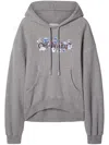 Off-white Logo-print Organic Cotton Hoodie In Grey