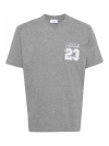 Off-white Slim Fit Crewneck T-shirt With Embroideries In Grey