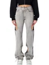 Off-white Cut-out Denim Trousers Featuring Belt Loops In Gray