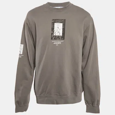 Pre-owned Off-white Grey Paint Mirror Print Cotton Sweatshirt Xxl In Black