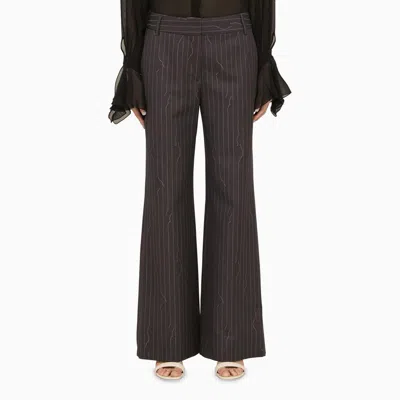 OFF-WHITE OFF-WHITE GREY PINSTRIPE WOOL-BLEND PALAZZO TROUSERS