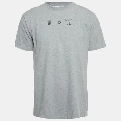 Pre-owned Off-white Grey Printed Cotton Slim T-shirt L In Gray