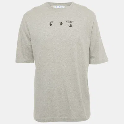 Pre-owned Off-white Grey Printed Cotton T-shirt M In Gray