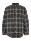 Off-white Grey Shirt With Logo Lettering On The Front And All-over Check Motif In Cotton Man In Gray