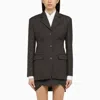 Off-white Grey Single-breasted Pinstripe Jacket In Wool Blend