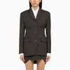Off-white Grey Single-breasted Pinstripe Jacket In Wool Blend In Gray