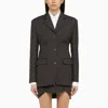 OFF-WHITE OFF-WHITE GREY SINGLE-BREASTED PINSTRIPE JACKET IN WOOL BLEND WOMEN