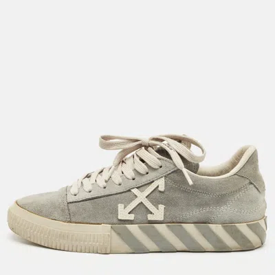 Off-white Grey Suede Vulcanized Low Top Sneakers In Gray