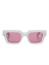 Off-white Grey Sunglasses With Pink Lenses