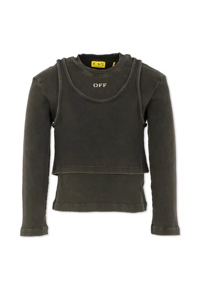 Off-white Kids' Grey T-shirt For Girl With Logo In Gray