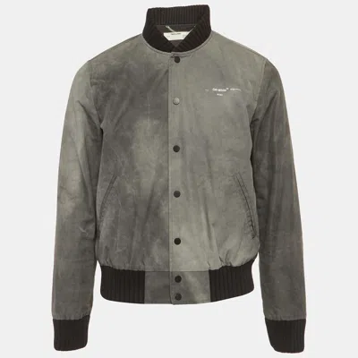 Off-white Grey Twill Virgil Abloh Bomber Jacket In Gray