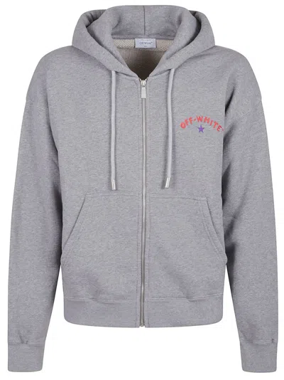 Off-white Star Arrow Zip Skate Hoodie In Gray
