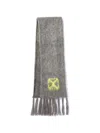 Off-white Grey/yellow Mohair Scarf In Grey