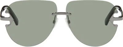 Off-white Gunmetal & Green Alexandria Sunglasses In Gunmetal - Green
