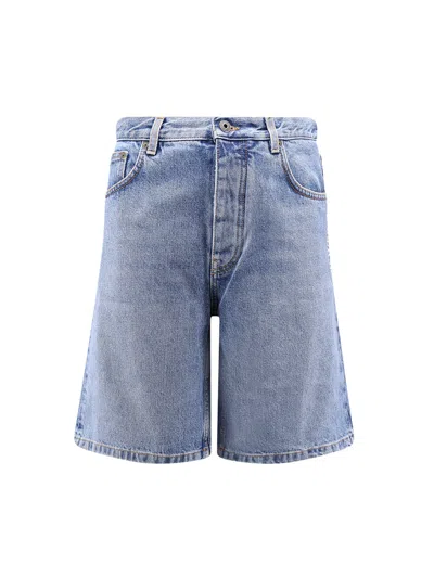 Off-white Blue Half Arrow Denim Shorts In White