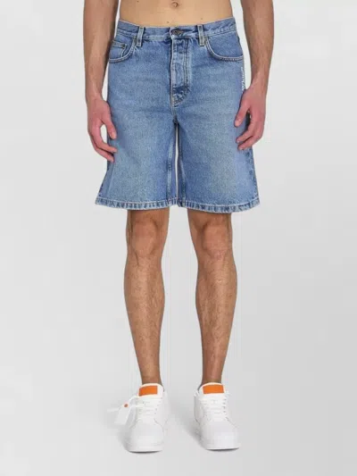 Off-white Half Arrows Denim Shorts Mid Rise In Blue