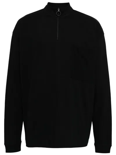 Off-white Half-zip Cotton Hoodie In Black