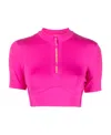Off-white Half-zip Cropped Training T-shirt In Pink