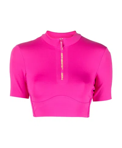 OFF-WHITE OFF-WHITE ZIP DETAILED SHORT-SLEEVED TOP
