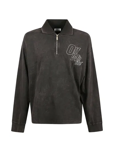 Off-white Half-zip Long-sleeved Sweater In Multi